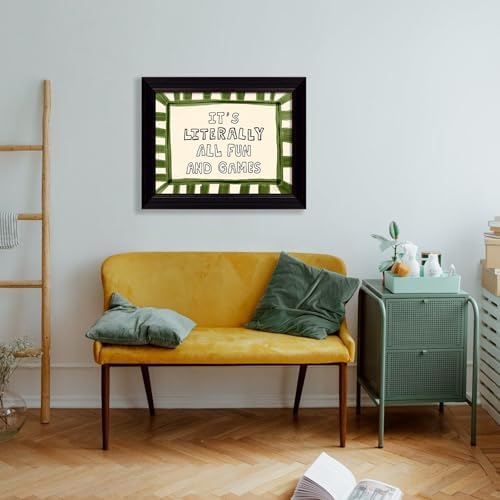 Black Framed 20x30 inch It's Literally All Fun And Games Funny Quotes Wall Art Preppy Minimalist Poster Canvas Prints For Kids Living Room Nursery Bedroom Wall Decor - Image 6