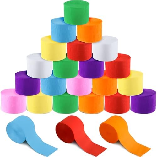 Noveread 72 Rolls Crepe Paper Streamers Roll 8 Colors Rainbow Party Decoration Streamers for Birthday Party Wedding Ceremony Baby Shower DIY Crafts by Noveread