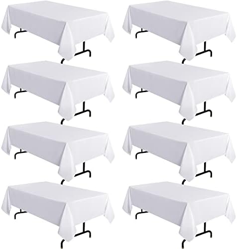 sancua 8 Pack White Table Cloth 60x102 Inch for 6 Feet Rectangle Tables by sancua