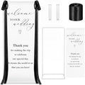 Floral Wedding Welcome Sign Stand with Satin Ribbon, Black by Unknown
