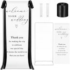 Floral Wedding Welcome Sign Stand with Satin Ribbon, Black by Unknown