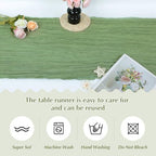 10 Pack New Sage Green Cheesecloth Table Runner -21*120Inch Long Boho Wedding Table Decor, Rustic Gauze Fabric Runner for Bridal Showers, Baby Showers & Parties (Sheer, Lightweight, Wrinkled Design) - Image 4