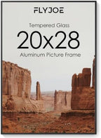 20x28 Metal Picture Frame, Aluminum Poster Frame with Real Glass, Black by FLYJOE