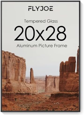 20x28 Metal Picture Frame, Aluminum Poster Frame with Real Glass, Black by FLYJOE