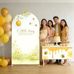 A Little Honey is on The Way Baby Shower Arch Backdrop - Bee/Honeycomb/Jungle Themed Watercolor Party Banner, Photo Booth Background for Newborn Celebration Decor (Honeycomb Flower,6FT) - Image 4