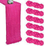 6 Pack Hot Pink Cheesecloth Table Runner 10Ft 23 x 120 Inch by RestfulGlow