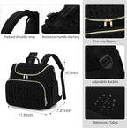 Small Diaper Bag Backpack Quilted Mini Baby Crossbody Diaper Bag Tote for Mom and Baby Girls Boys (Black) - Image 6