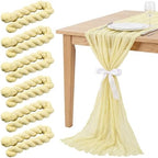 6 Pcs Butter Yellow Cheesecloth Table Runner 118" Cloth Runner by Windkream