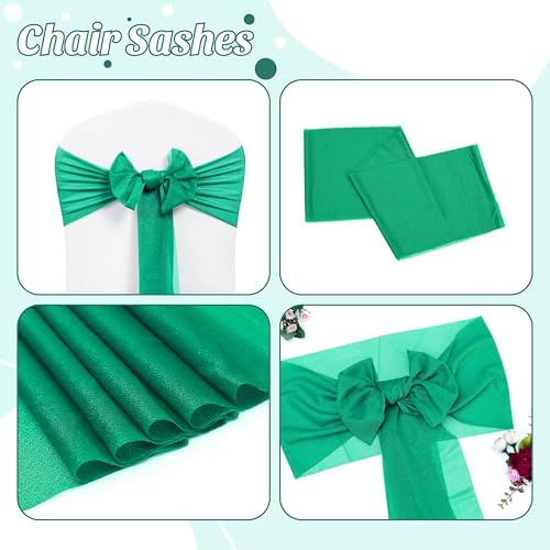 Pack of 125 Chiffon Chair Sashes for Wedding & Event Décor - Emerald Green - Image 5