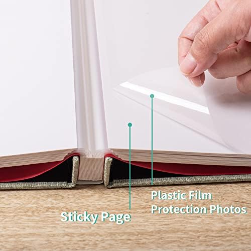 Large Photo Album Self Adhesive 4x6 8x10 10x12 13x12.8 Magnetic Scrapbook Album 12.6x11 Inch 60 Sticky Pages Linen Cover DIY Photo Album with A Metallic Pen and DIY Stickers(Grass - Image 5