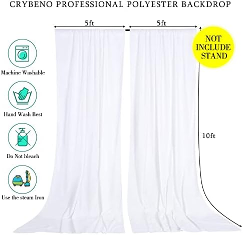 White Backdrop Curtains 10ftx10ft Wedding Polyester Photo Drapes - Image 3
