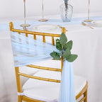 QueenDream Light Blue Sashes Wedding Chair Decorations: 50PCS Tulle Chair Cover Bands Aisle Sheer Bows for Birthday Party Banquet - Image 5