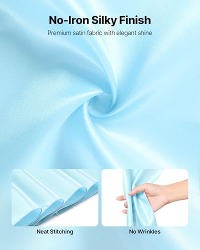 VEVOR Satin Chair Sashes Bows, Chair Ribbon Ties Back Sash, 7 x 108 inch, Wedding Reception Decoration, for Wedding Ceremony Baby Shower Party Events Banquet Cover Decoration (Light Blue, 100pcs) - Image 3