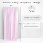 20×10ft Light Pink Curtains for Wedding Party Backdrop Decor-4 Panel 5×10ft - Image 2