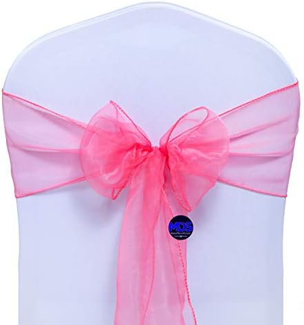 MDS Pack of 100 Organza Chair Sashes for Wedding & Event Décor – Coral - Image 2