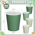 Mimorou 300 Pack 8 oz Disposable Sage Green Paper Cups for Baby Shower Cups - Image 2