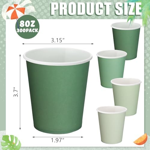 Mimorou 300 Pack 8 oz Disposable Sage Green Paper Cups for Baby Shower Cups - Image 2