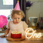 One Neon Sign for First Birthday LED Signs Warm White One Year Old Birthday Table Number Neon Lights Lamp for Home Birthday Party Decor Bedroom Decorations Christmas Gift 30cm*21cm - Image 4