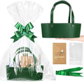 Wonderjune Empty Baskets for Gift Thanksgiving Leather Gift Bags, Green by Wonderjune