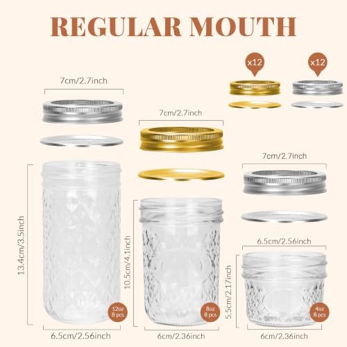 CycleMore 24 Pack Mixed Size Glass Mason Jars, Canning Jars With Split Lids - Image 2