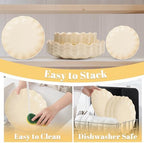 LIYH 50 Pcs Beige Plastic Plates Reusable Unbreakable Dinner Plates Scalloped Plastic Plate Dishwasher Safe Ivory Plate Sets Perfect for Parties Birthday Picnics BPA Free (25Guests) - Image 4