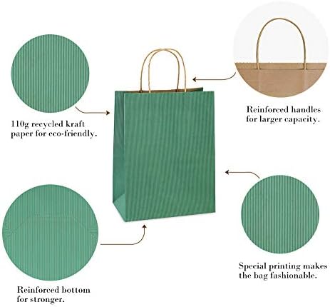BagDream Medium Gift Bags with Handles 8x4.25x10.5 Sage Green 100 Pcs Bulk - Image 5
