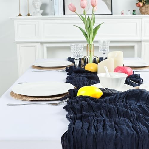 16 Pack Navy Blue Cheesecloth Table Runner 23 x 120 Inch 10Ft - Image 5