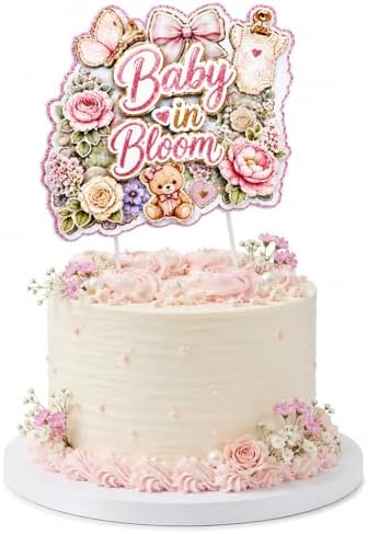 Baby in Bloom Cake Topper | Baby Shower Centerpiece Decoration | Floral Sign | Pink BBY in Bloom Party Decor - Image 4