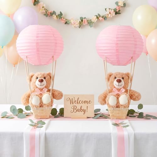 Sosation 6 Sets Hot Air Balloon with Bear Stick Glue Gun, Pink - Image 3