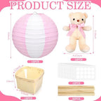 Baquler 12 Sets Hot Air Balloon Centerpieces Bear, Solid Style, Pink - Image 7