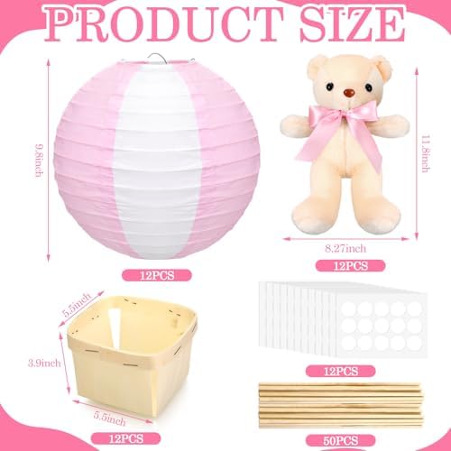 Baquler 12 Sets Hot Air Balloon Centerpieces Bear, Solid Style, Pink - Image 7