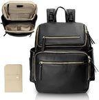 Omanmoli Diaper Bag Backpack Baby Diaper Bag Leather with 17 Diaper Bag Organizing Pouches,Changing Pad,Stroller Straps,4 Insulated Pockets,Black by Omanmoli