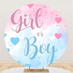 Polyester Diameter 6ft Gender Reveal Round Backdrop Girl or Boy Pink Blue Hearts Clouds Photography Background Pregnancy Surprise Party Decor Supplies Newborn Baby Shower Photo Booth Props - Image 2