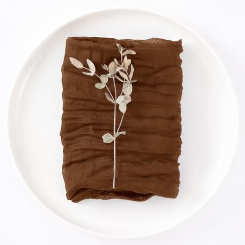 DeZerlor Brown Washable Cheesecloth Napkins Set of 50 for Wedding Party - Image 5