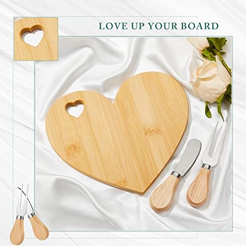 Patelai 24 Set Bridal Shower Game Prize Heart Cheese Board, Bamboo Color - Image 6
