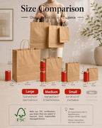 qiqee 100-Packs Brown Paper Gift Bags with Handles Bulk Assorted Sizes(33pcs Large 13", 33pcs Medium 11", 34pcs Small 8") - Image 2