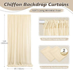10ft x 10ft Champagne Backdrop Curtains, Wrinkle-Free Sheer Chiffon Fabric Photo Backdrop Drapes for Wedding Arch Party Ceremony Stage Photography Decorations - Image 3