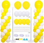 2‑Set Matte White Yellow Balloon Column Kit for Birthday&Baby Shower Party by KINNOGOLDLEAF