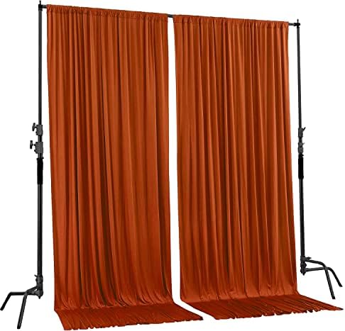 AK TRADING CO. 10 feet x 8 feet IFR Polyester Backdrop Drapes Curtains Panels with Rod Pockets - Wedding Ceremony Party Home Window Decorations - Rust - Image 2
