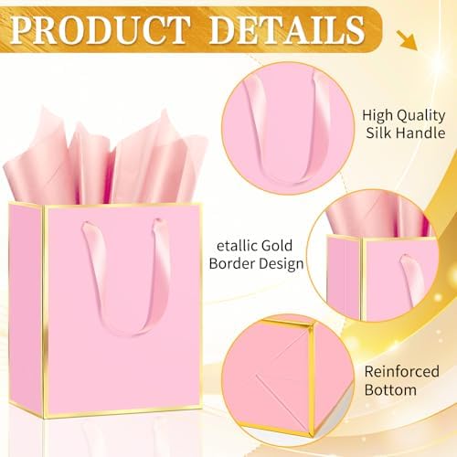 Epoesch 36 Pack Gift Bags with Handles & 36 Tissue Papers – 8x5x10 Inches - Image 3