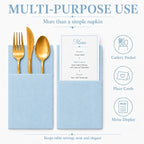 100Pcs Light Blue Napkins sage Disposable Linen Feel Dinner Paper Napkin with Built-in Flatware Pocket, Airlaid Paper Pre-Folded Napkin for Silverware Baby Shower Wedding Birthday Party - Image 6