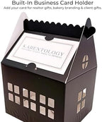 Karentology 30 Pcs Cottage House Cookie Boxes with Window & Business Card Holder, Black, 4 x 4 x 6 in Bakery Gift Boxes for Treats, Desserts, Party Favors & Realtor Pop By Gifts - Image 2