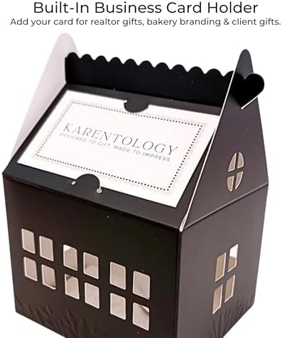 Karentology 30 Pcs Cottage House Cookie Boxes with Window & Business Card Holder, Black, 4 x 4 x 6 in Bakery Gift Boxes for Treats, Desserts, Party Favors & Realtor Pop By Gifts - Image 2