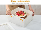 Kootek 15 Pack Cake Boxes 12 inch, 12x12x6 Tall Cake Box with Clear Window - Image 5
