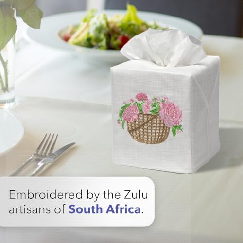 Jacaranda Living Square Tissue Box Cover, Linen/Cotton Fabric Tissue Holder, Decorative Cloth Tissue Cube Cover Animal Designs, Lamb & Wreath - Image 6