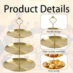 3 Pcs 3 Tier Stainless Steel Cupcake Stand, Gold Tiered Dessert Stand for Wedding, Birthday Party, Baby Shower, Tea Party, Graduation Ball (Gold) - Image 3