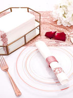 DaYammi 350PCS Clear Rose Gold Plastic Dinnerware Set for 50 Guests - Image 6
