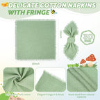 Showgeous 30 Pack Sage Green Cloth Napkins with Fringe, 16x16 inch - Image 2