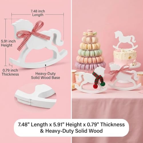 6Pc White Wood Rocking Horse Decor, Baby Shower Table Centerpiece - Image 2