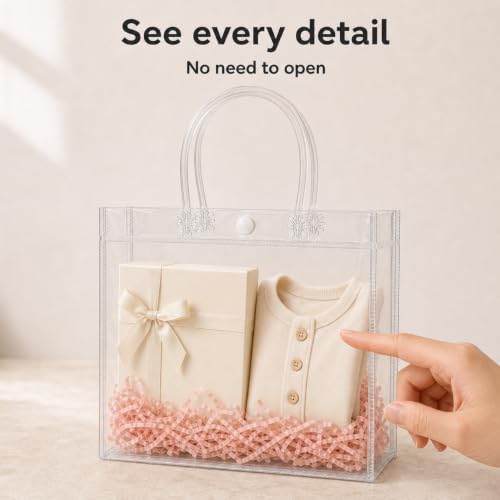Dobafun Clear Gift Bags with Handles, 55 PCS Clear Goodie Bags with Ribbon - Image 4